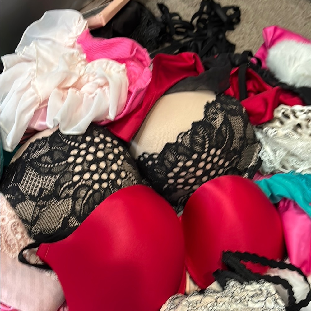 Elegant Black and Red Lace Bra